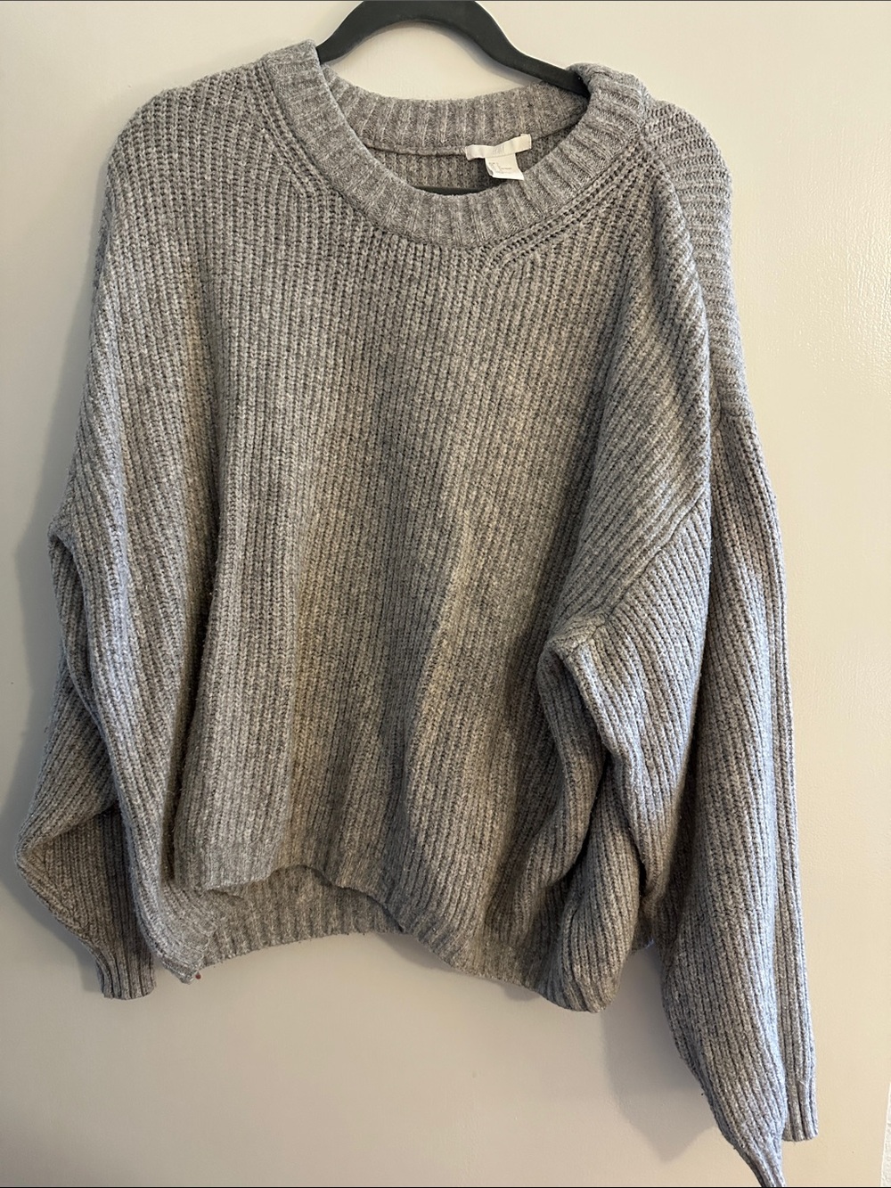 Cozy Ribbed H&M Crewneck Sweater - Light Gray
